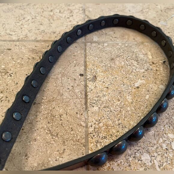 Metal stud metallic leather skinny belt 39”. Heavy duty unique preowned. - Picture 5 of 6